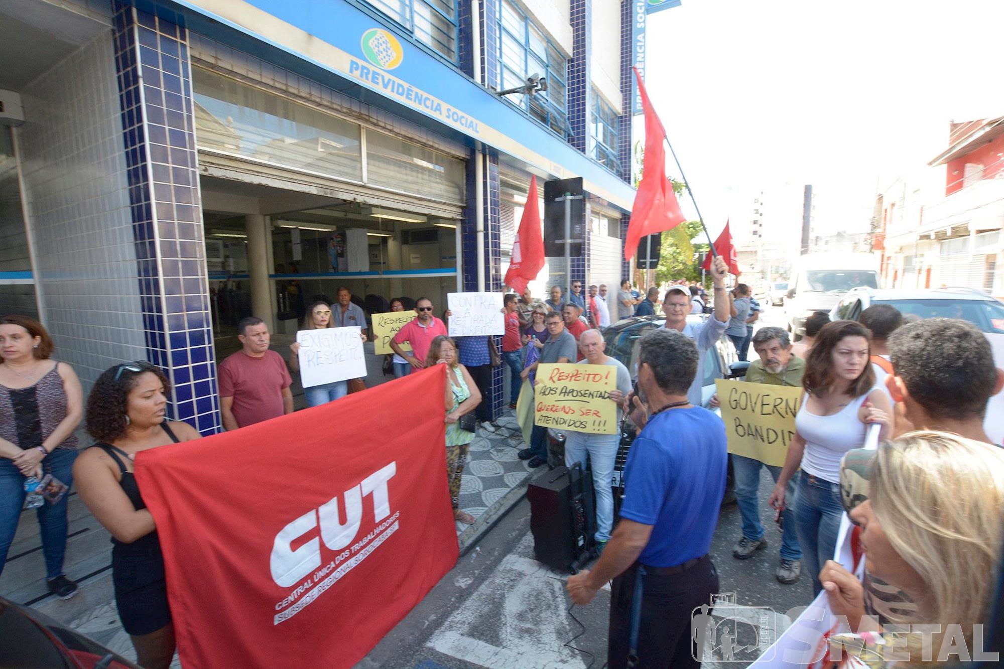Foguinho/Imprensa SMetal , Trabalhadores de Sorocaba protestam contra o desmonte do INSS 