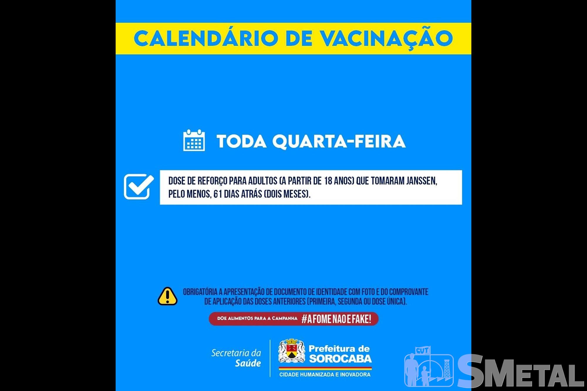 Confira novo calendário de vacinação contra Covid-19 em Sorocaba