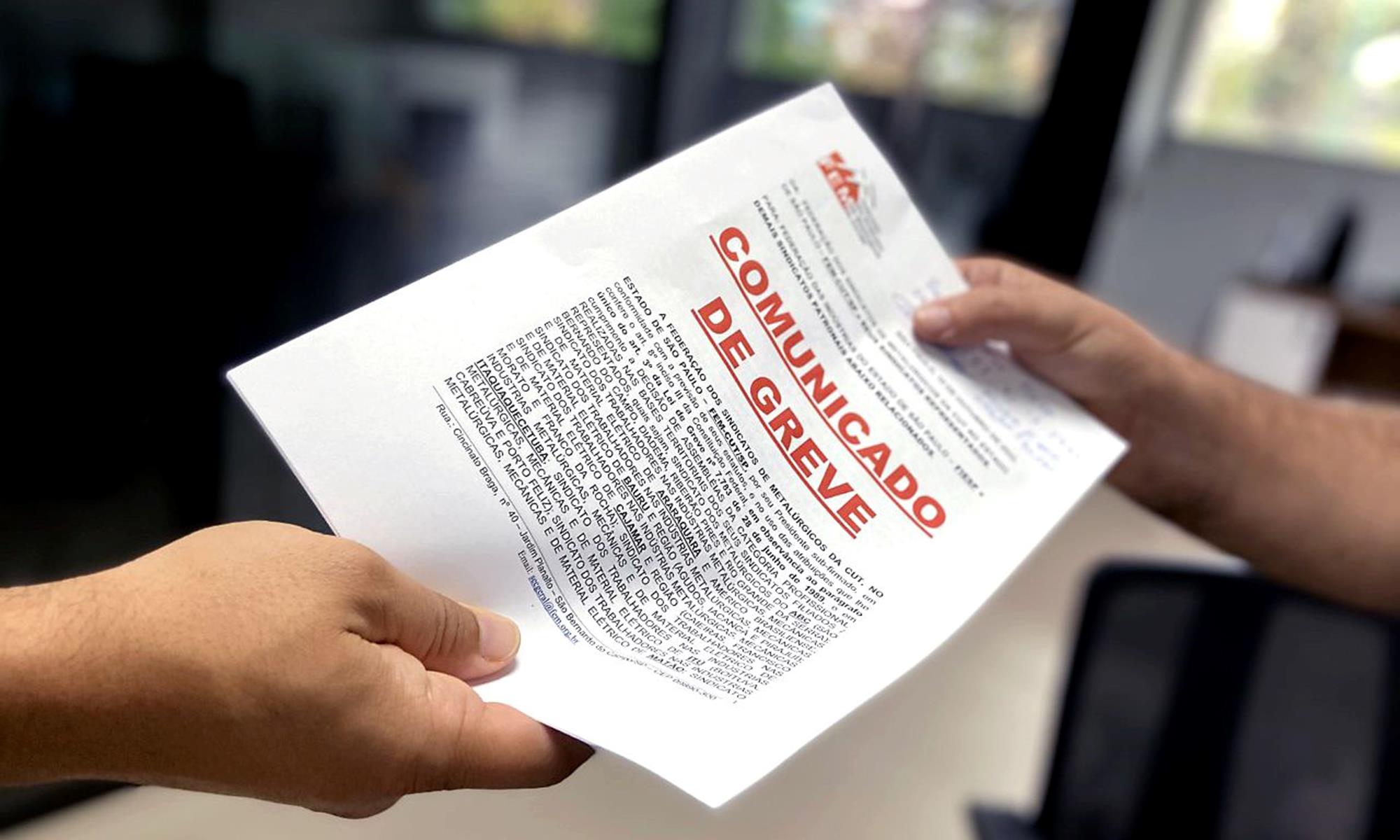 FEM CUT Protocola Aviso De Greve No G10 SMetal Negocia Por F brica